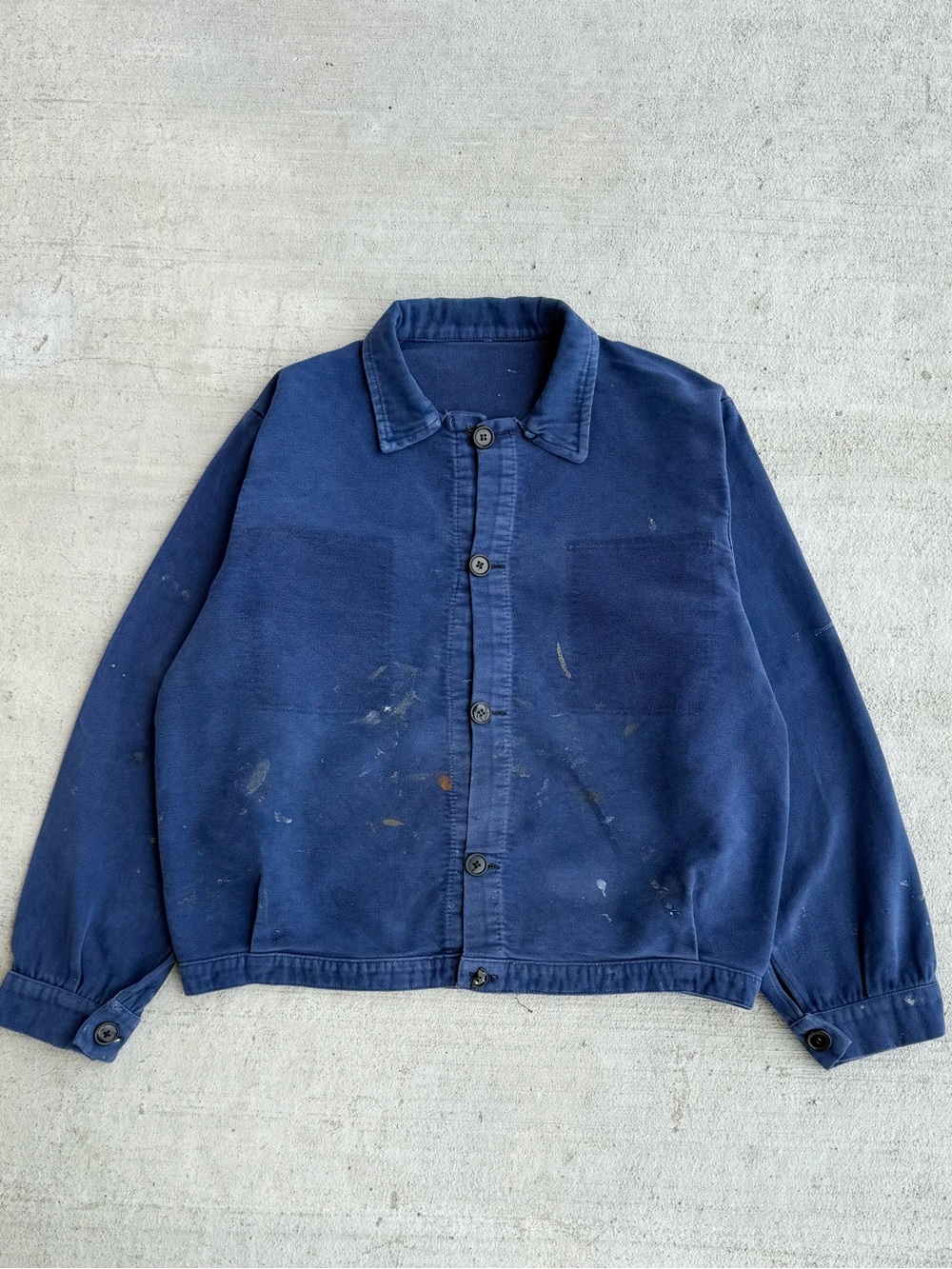 Vintage 70s 80s Italian Moleskin Boxy Cropped Chore Jacket French